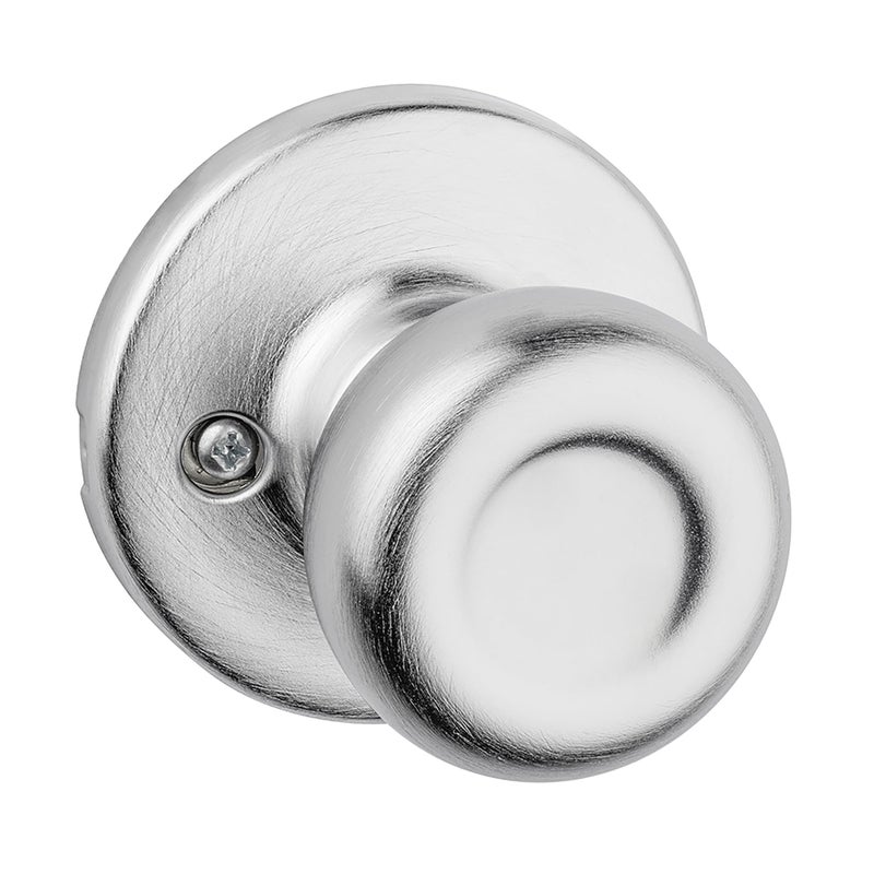 Kwikset Tylo Dummy Door Knob, Single Sided Handle for Closets, French Double Doors, and Pantry, Satin Chrome Non-Turning Interior Push/Pull Door Knob - Image 1